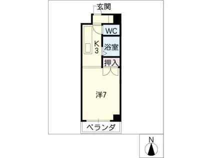 オークヒルズ円庄II(1K/1階)の間取り写真