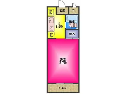 マンションツェルム(1K/1階)の間取り写真