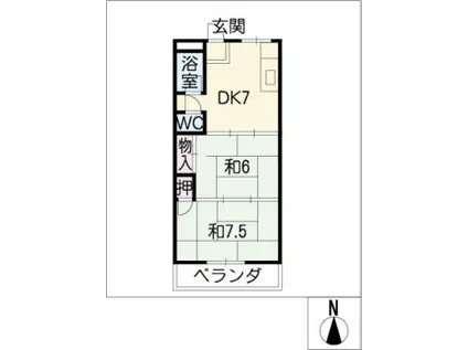 第2コーポ浅井(2DK/2階)の間取り写真