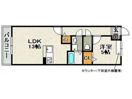 ヒロ HIRO(1LDK/1階)の間取り写真