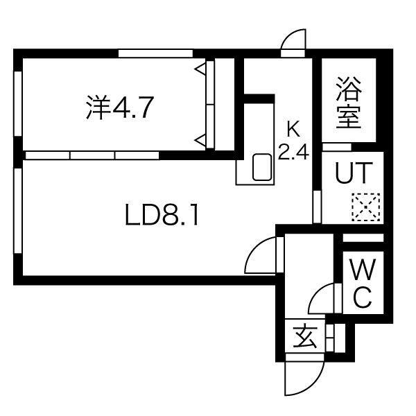 GRANDUKE永山公園通(1LDK/1階)の間取り写真