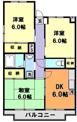 サンライズマンション(3DK/2階)の間取り写真