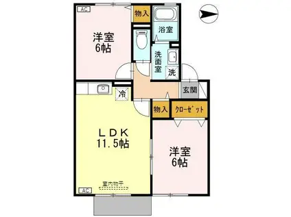 セジュール・ノヴァ(2LDK/1階)の間取り写真