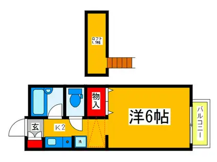 ハイツフラワー(1K/2階)の間取り写真