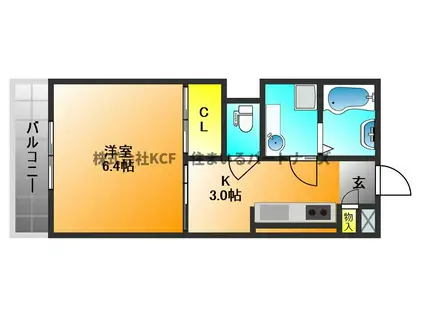 レスピラールI(1K/1階)の間取り写真