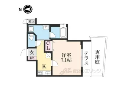 ベラジオ雅び京都清水五条(1K/1階)の間取り写真