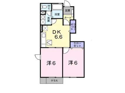 メルベーユI(2DK/1階)の間取り写真
