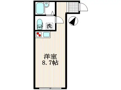 サイドパーク白糸台(ワンルーム/1階)の間取り写真