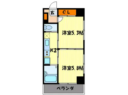 KUSHIGE GOJO(2K/5階)の間取り写真