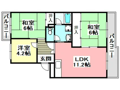 レジデンス吉川2号棟(3LDK/2階)の間取り写真