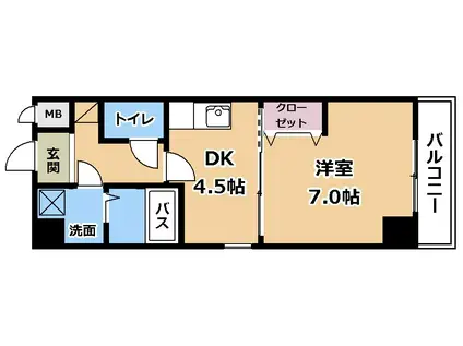 SAWARABI ヨツバ(1DK/7階)の間取り写真