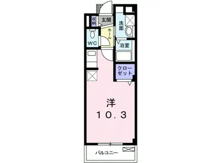 エステート・レイIII(ワンルーム/2階)の間取り写真