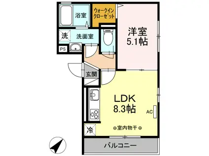 セリシール湘南 II(1LDK/3階)の間取り写真