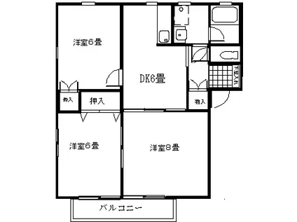 フローリッシュD(3DK/1階)の間取り写真