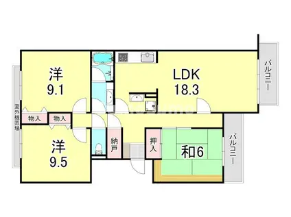 シュネルパーク・レジデンス(3LDK/1階)の間取り写真