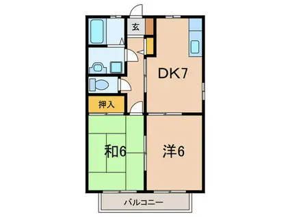 アドバンス(2DK/2階)の間取り写真