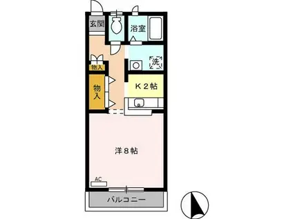 キャビンエンデバー(ワンルーム/2階)の間取り写真