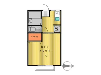サンシャインII(1K/2階)の間取り写真
