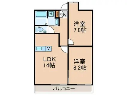ブロケードグレース(2LDK/1階)の間取り写真