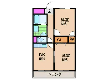エルベくずは並木(2DK/1階)の間取り写真