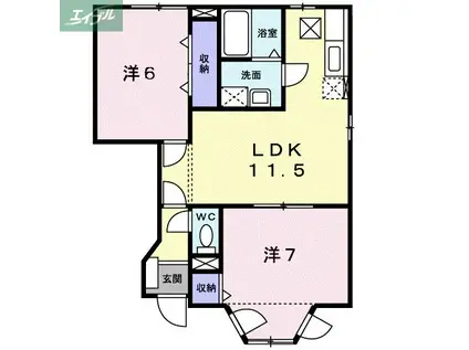 ファミール彦崎(2LDK/1階)の間取り写真
