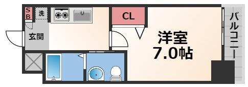 Mプラザ小阪駅前(1K/6階)の間取り写真