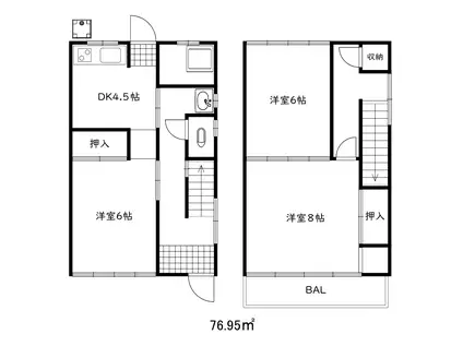 シャルム源平(3DK/1階)の間取り写真