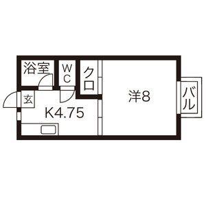 エスターブル(1K/2階)の間取り写真