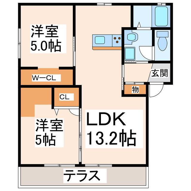 ＪＲ鹿児島本線 上熊本駅(ＪＲ・熊本電鉄) 徒歩7分 2階建 築28年(2LDK/1階)の間取り写真