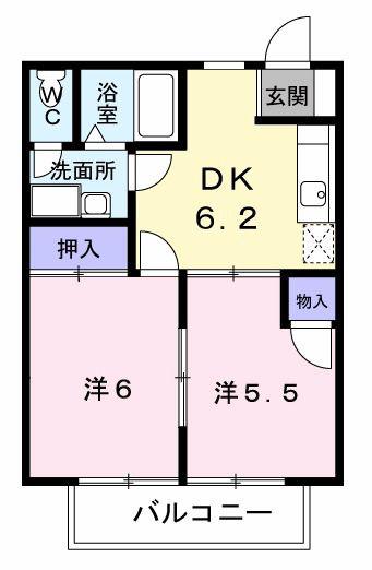 サンシティ臼井A(2DK/2階)の間取り写真