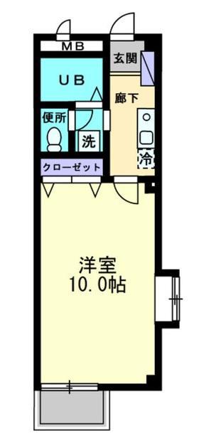 カレッジハイツ山地A・B棟(1K/1階)の間取り写真