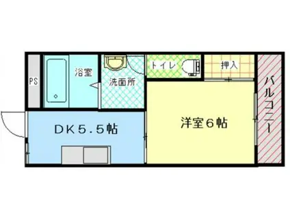 エレガンテセブンワンビル(1DK/5階)の間取り写真