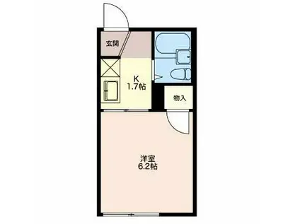 ジュネスK(1K/2階)の間取り写真