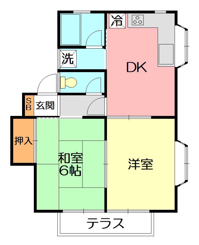 安西ハイツA(2DK/2階)の間取り写真