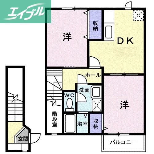 エクセレンス(2DK/2階)の間取り写真