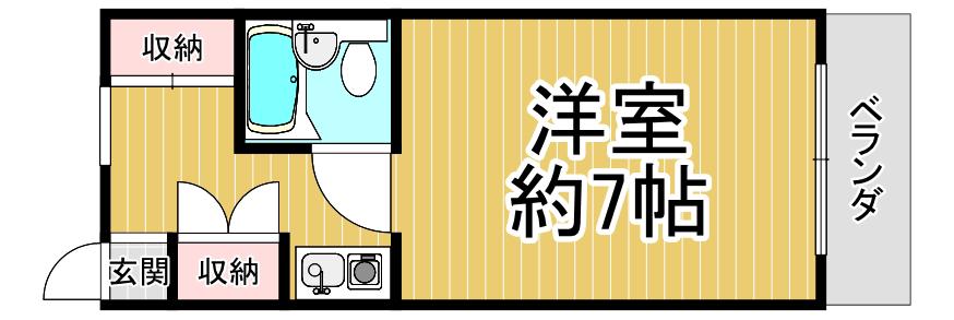 第6カシノハイツ(1K/2階)の間取り写真