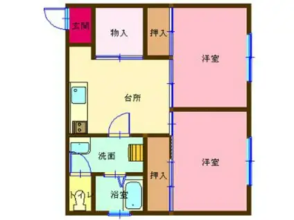 クィーンヒルズ(2DK/3階)の間取り写真