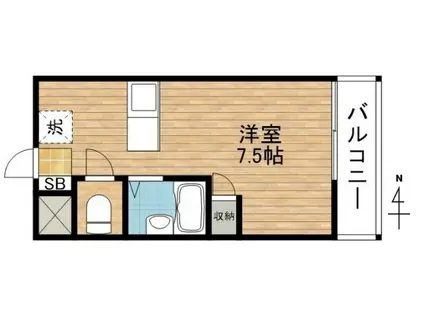 クラージュ保城(ワンルーム/5階)の間取り写真