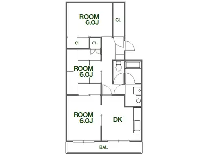 イルソーレ北島(3DK/1階)の間取り写真