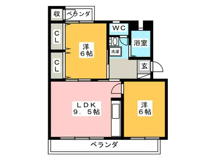 金久ビル300(2LDK/2階)の間取り写真