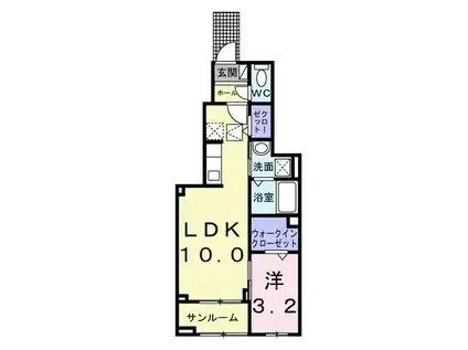 ヒカルサ岡崎蓑川町(1LDK/1階)の間取り写真