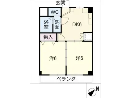 リリーハイツ丸山(2DK/3階)の間取り写真