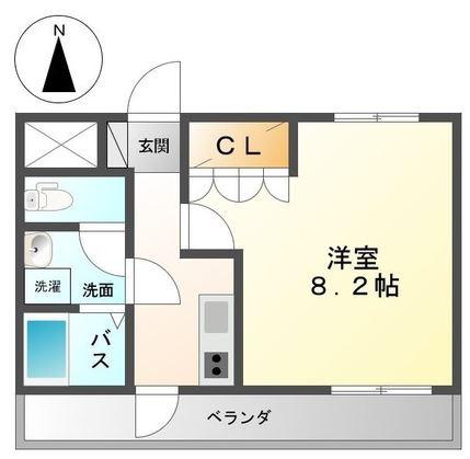 ボンヌール(1K/1階)の間取り写真