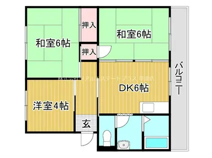 コーポ若竹(3DK/2階)の間取り写真