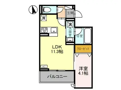 D-GLANZ宿郷(1LDK/3階)の間取り写真