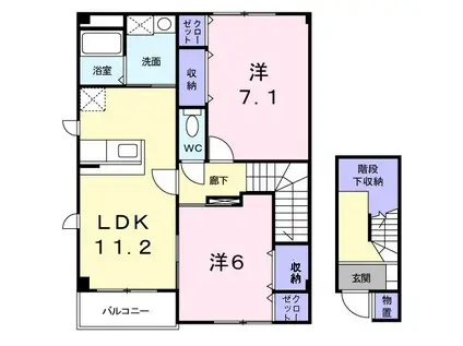 リバーウエストB(2LDK/2階)の間取り写真