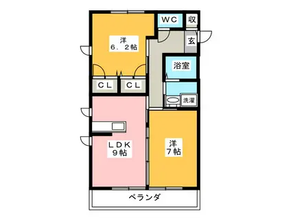 ベルドミール アダチ(2LDK/2階)の間取り写真