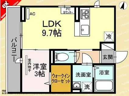 コート テラ(1LDK/3階)の間取り写真