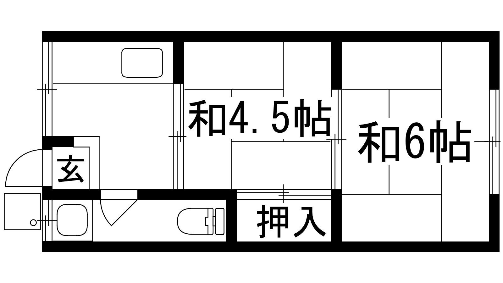 宝来荘(2K/2階)の間取り写真
