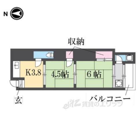 八戸ノ里文化Ⅱ(2DK/2階)の間取り写真